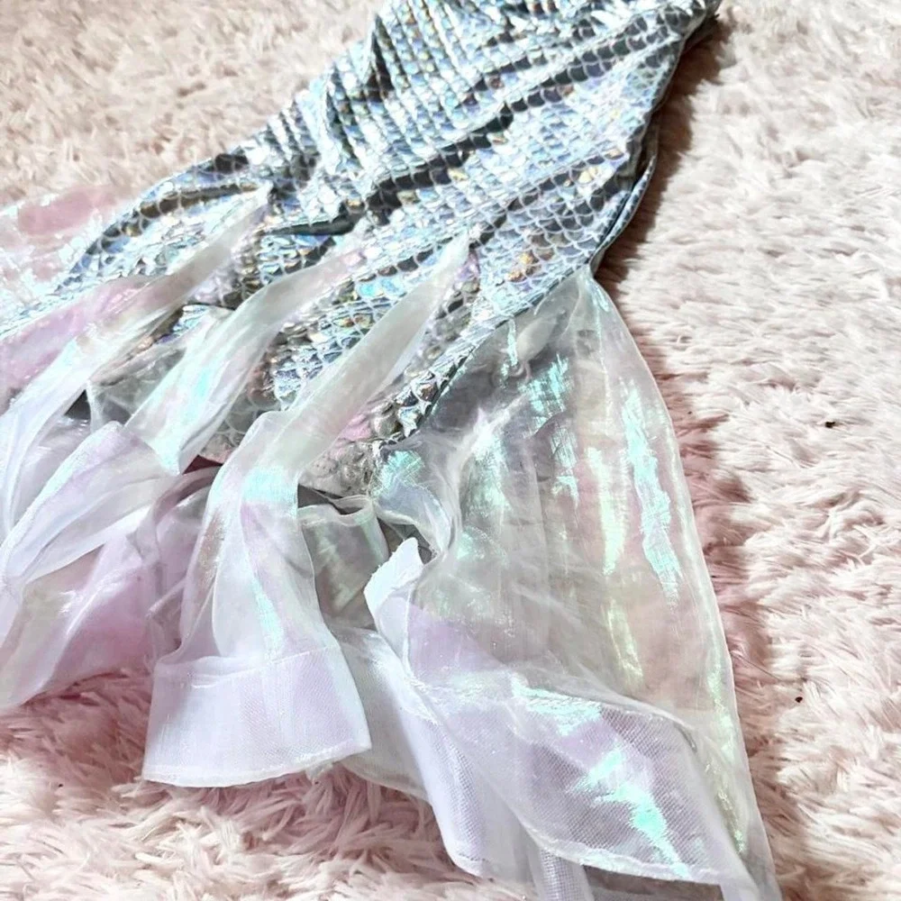 Silver Holographic Ethereal Mermaid Goddess Costume Girls 8 Mystical Cosplay